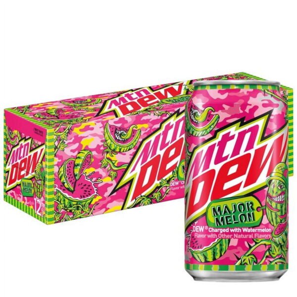 Mountain Dew Major Melon Watermelon Citrus Soda, 12 oz, 12 Pack Cans