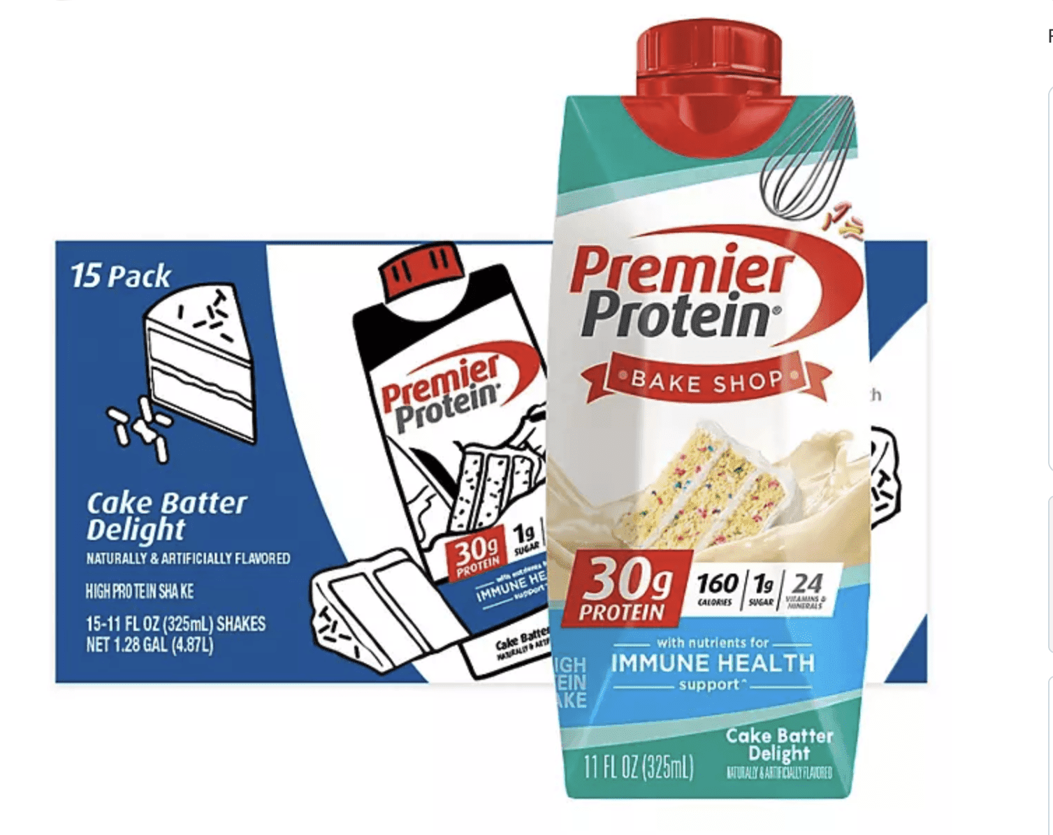 Premier Protein 30g High Protein Shake, Cake Batter Delight 11 fl. oz., 15 pk.