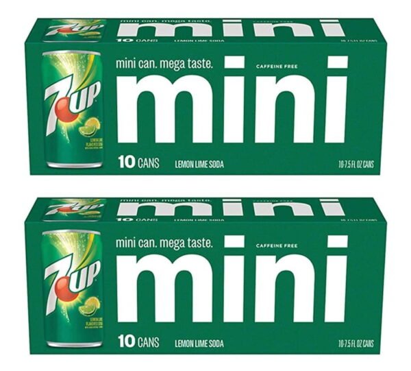 Mini 7Up Sodas - 10 Pack (2 Cases Of 10 Packs For A Total Of 20 Cans)