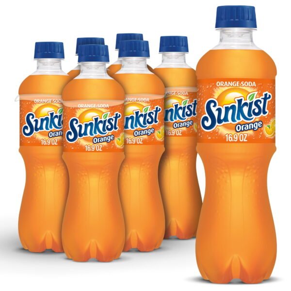 Sunkist Orange Soda Pop, 16.9 fl oz, 6 Pack Bottles