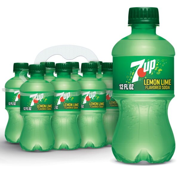 7UP Caffeine Free Lemon Lime Soda Pop, 12 fl oz, 8 Pack Bottles, Allergens Not Contained