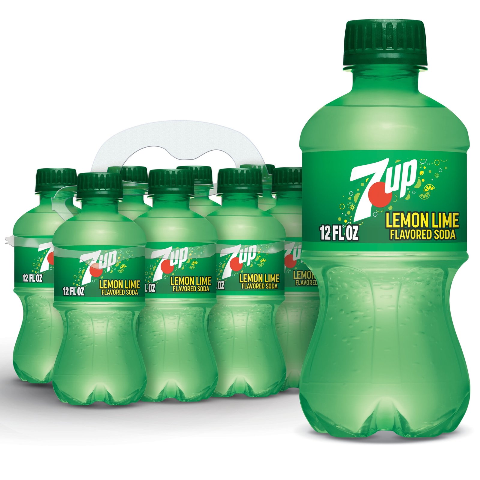 7UP Caffeine Free Lemon Lime Soda Pop, 12 fl oz, 8 Pack Bottles, Allergens Not Contained