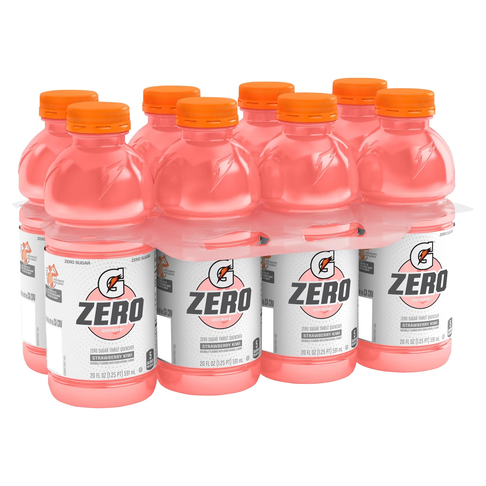 Gatorade Zero Sugar, Strawberry Kiwi, 20Oz Bottles, 8 Pack
