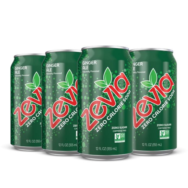 Zevia Zero Calorie, Caffeine-Free Ginger Ale Soda Pop, 12 fl oz, 6 Pack Cans
