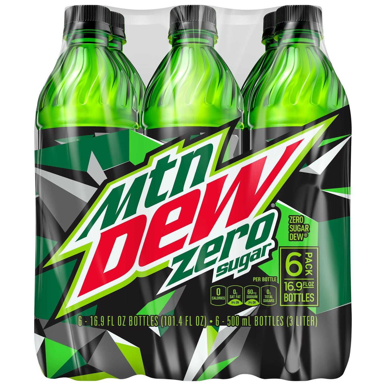Mountain Dew Zero Sugar Citrus Soda Pop, 16.9 fl oz, 6 Pack Bottles