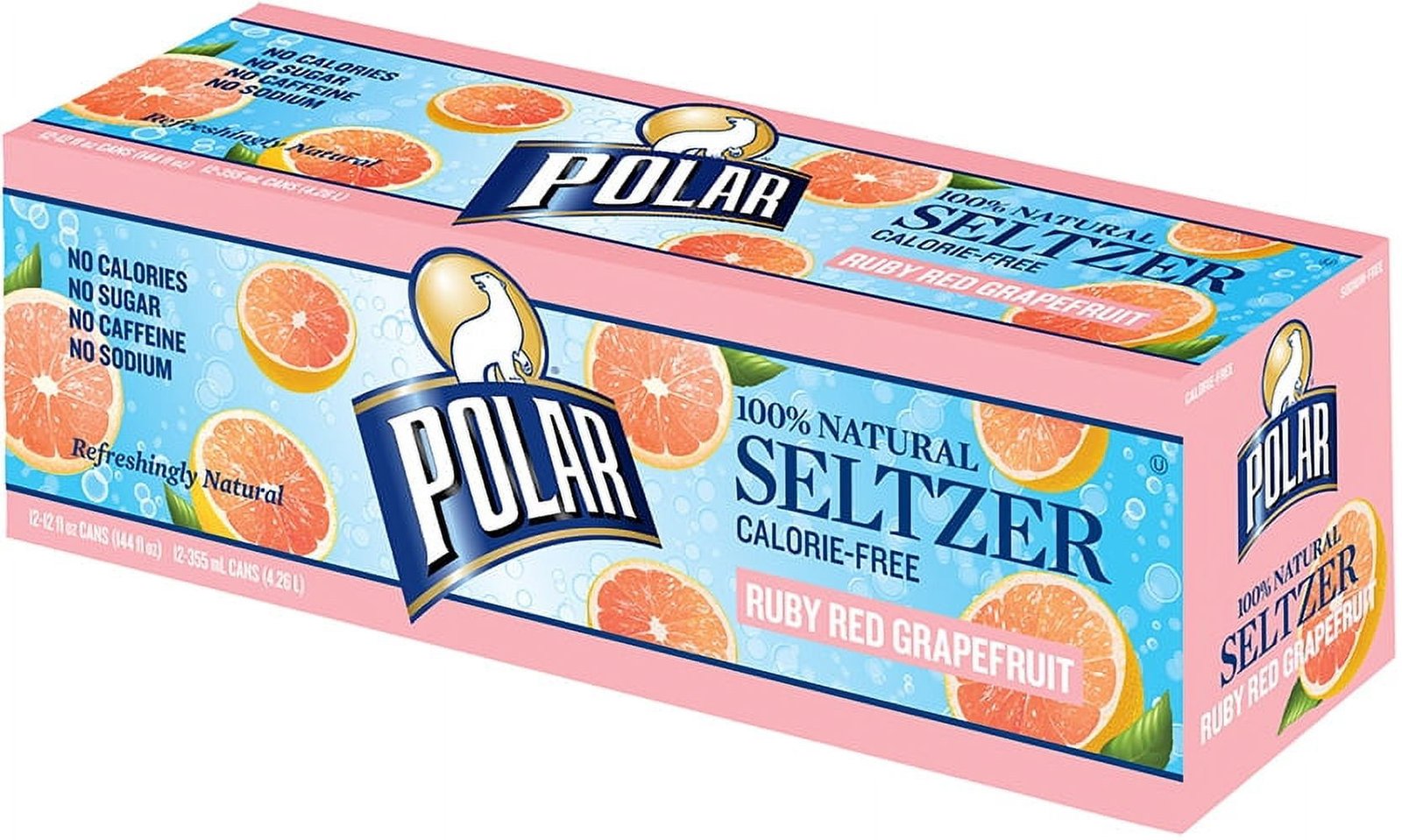 Polar Seltzer Water Ruby Red Grapefruit, 12 fl oz cans, 12 pack