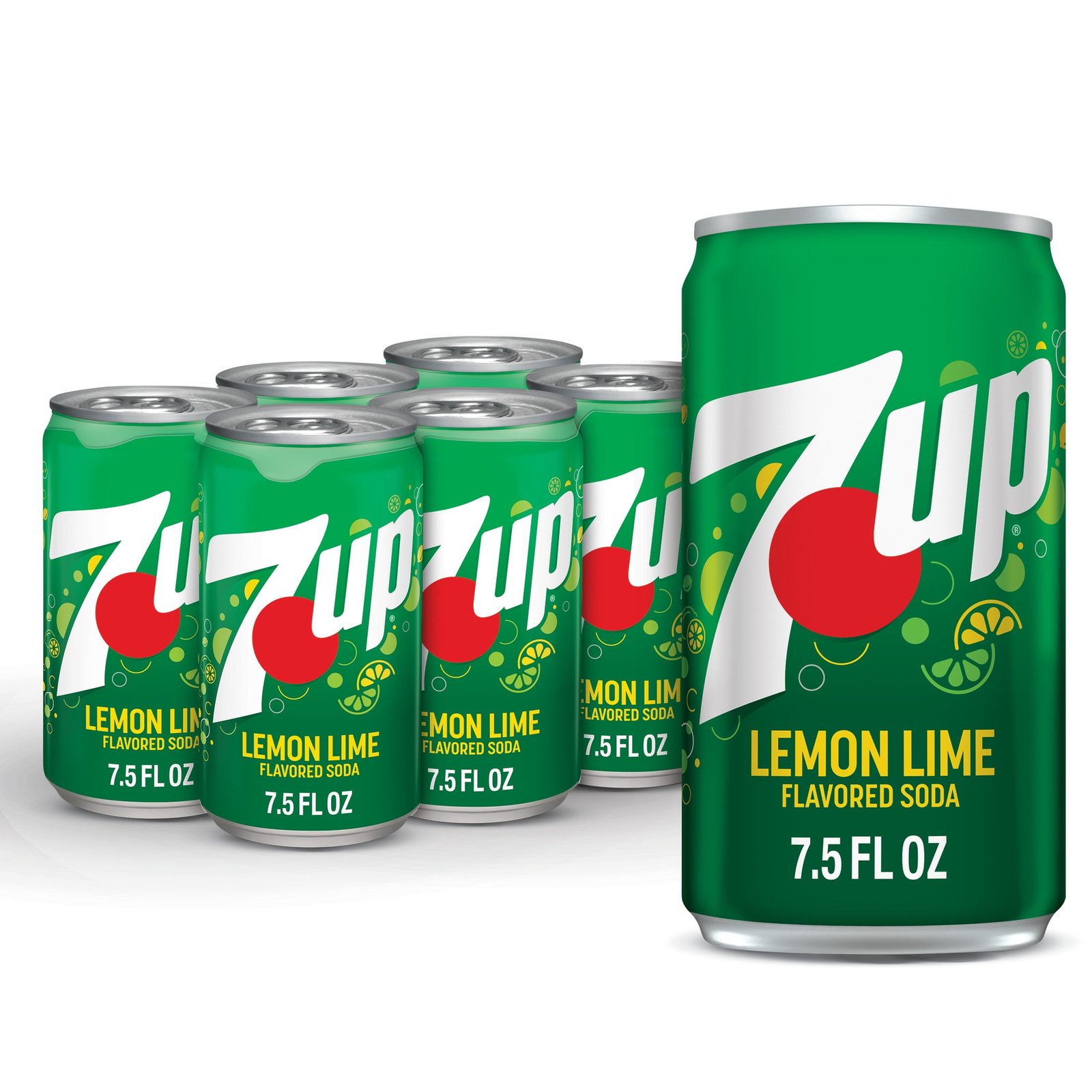 7UP Caffeine Free Lemon Lime Soda Pop, 7.5 fl oz, 6 Pack Cans