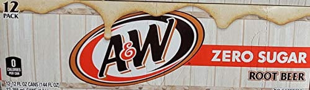 A&W Zero Sugar Root Beer Soda, 12 Oz 12 Cans