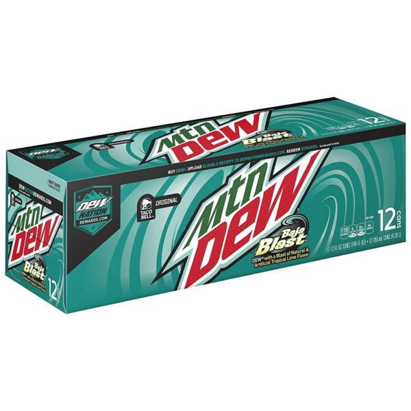 Mountain Dew Baja Blast Cans, 12 oz Cans, Quantity of 12