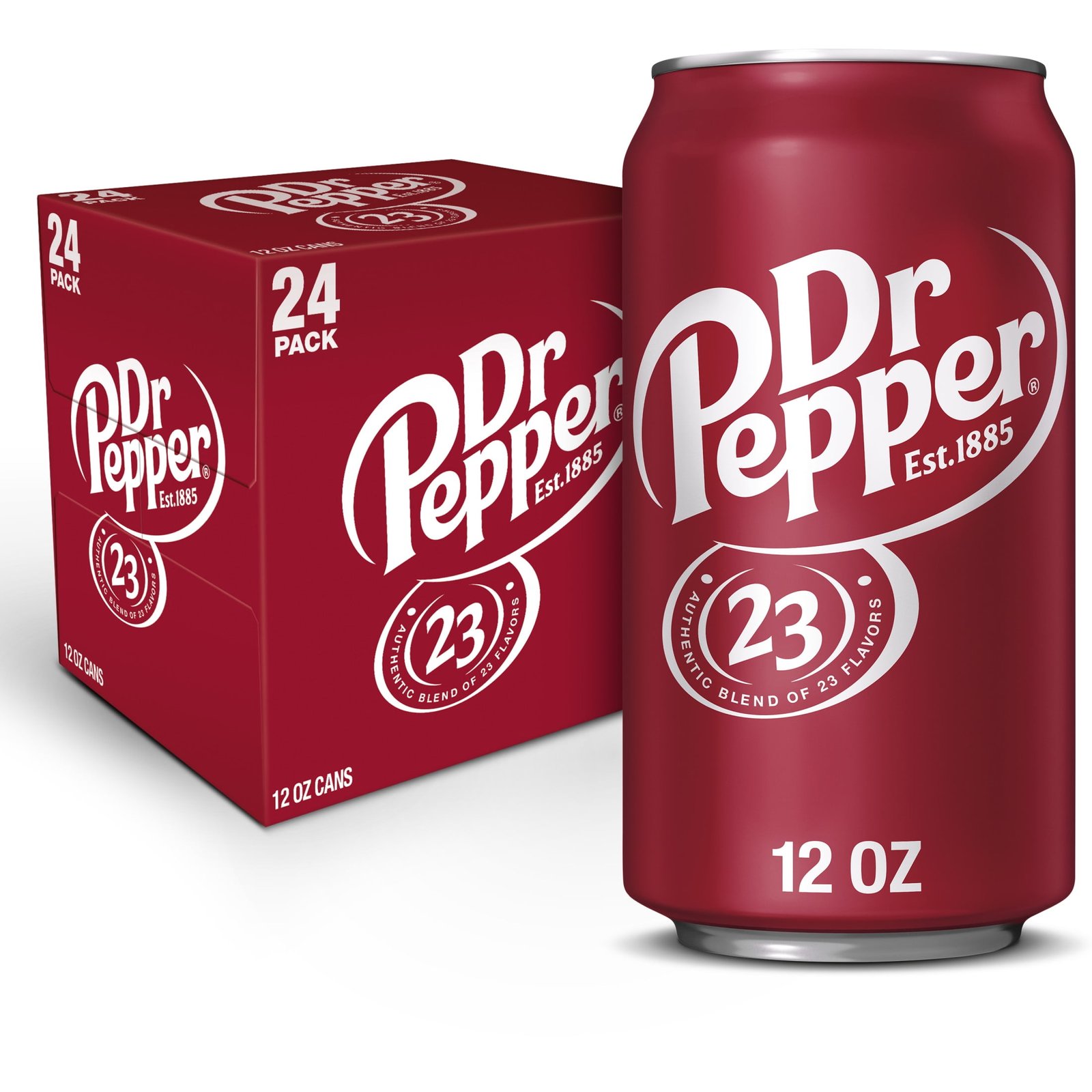 Dr Pepper Soda Pop, 12 fl oz, 24 Pack Cans