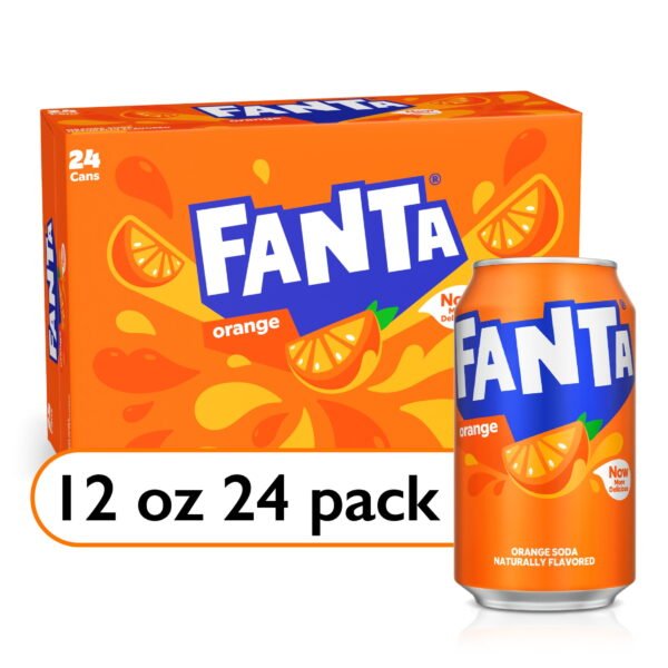 Fanta Orange Fruit Soda Pop, 12 fl oz, 24 Pack Cans