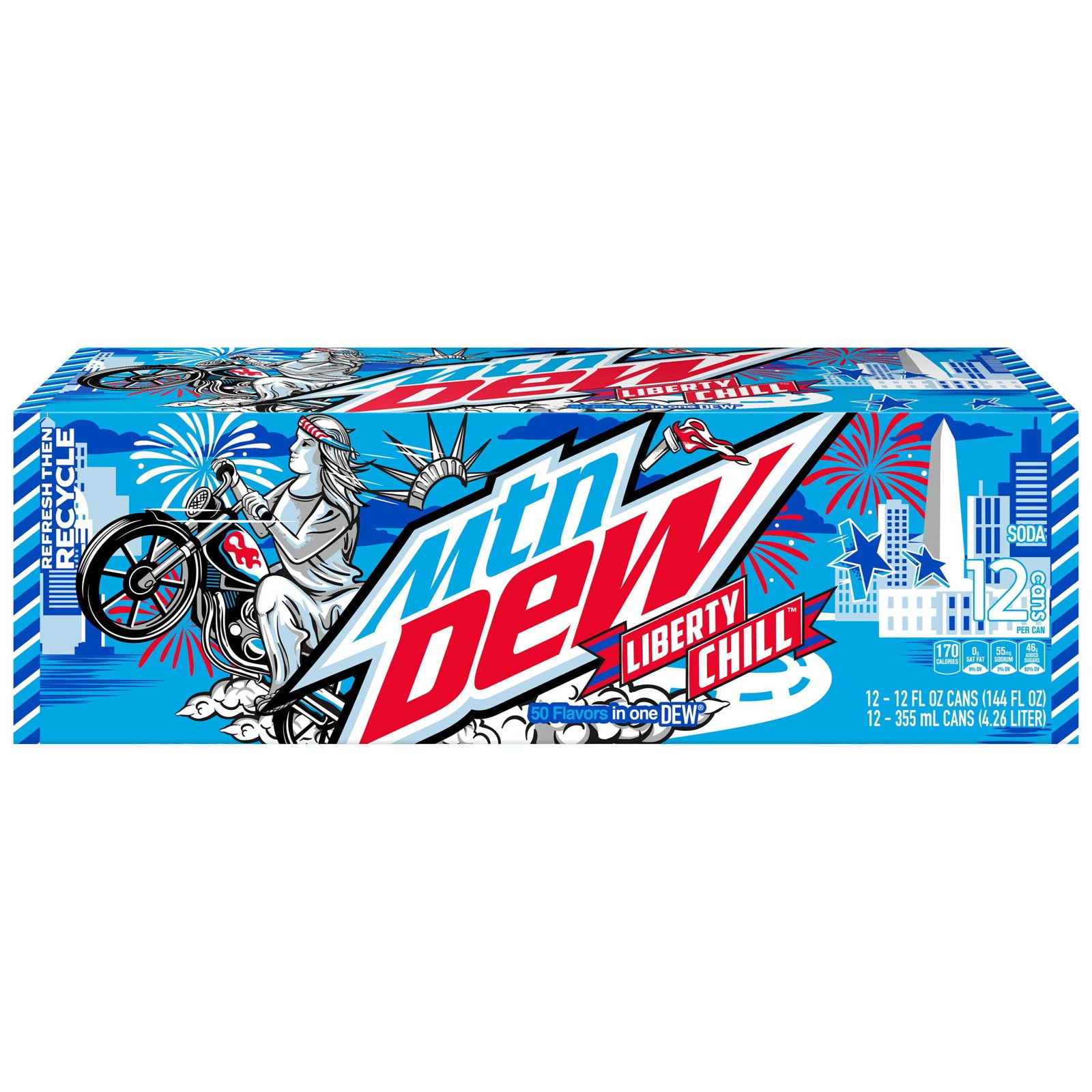 Mountain Dew Liberty Brew 50 Flavor Soda Pop, 12 oz, 12 Pack Cans
